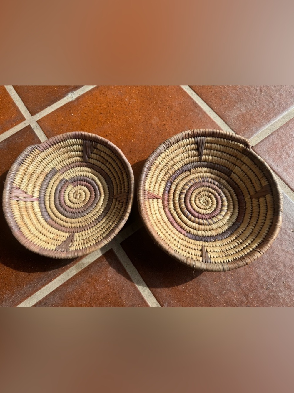 Handwoven Natural 10” Decorative Woven Baskets - Set of 2